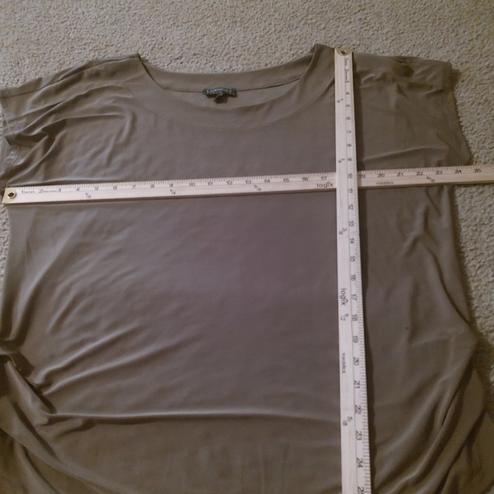 Luxology Blouse Women XL Taupe Brown Excellent Short Sleeve Scoop Neck Relaxed
